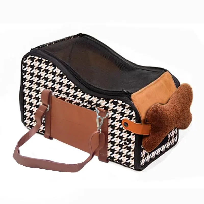 Asiento de coche para perro, consola central, asiento elevador para gato, bolsa portátil y compacta para mascotas para exteriores (tapa marrón, talla única)