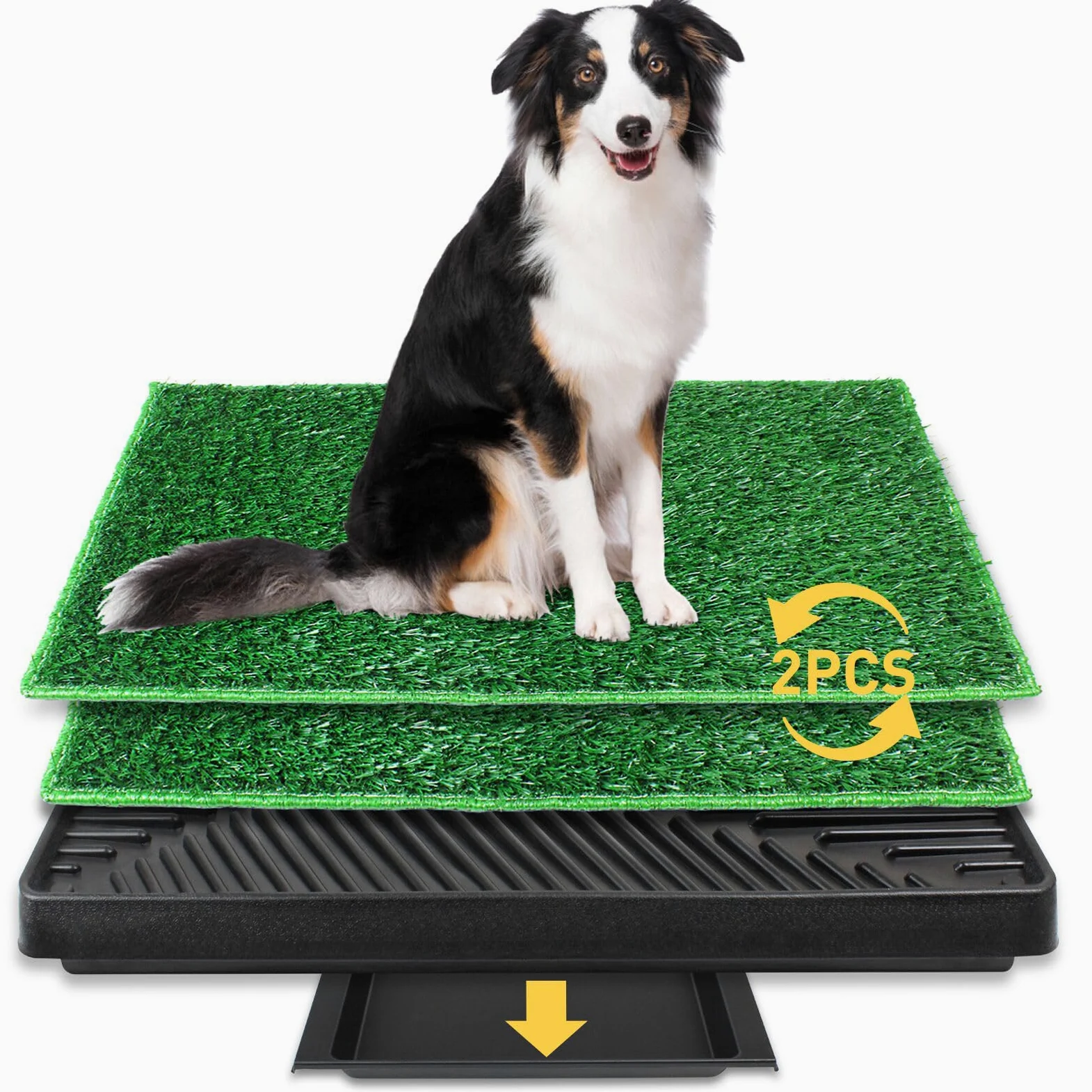 BRIAN & DANY 76 x 51 cm Inodoro para Perros de Césped Artificial con Bandeja de Desechos Removible, Orinal de Piso