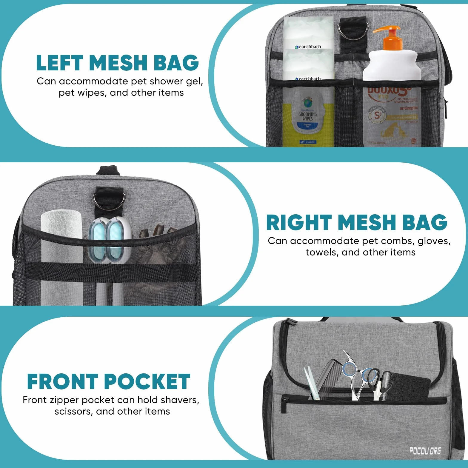 Bolsa organizadora de Suministros de Aseo para Mascotas, Compatible con aspiradora Oneisall/Neabot, Gran Capacidad, Solo Bolsa (Gris)