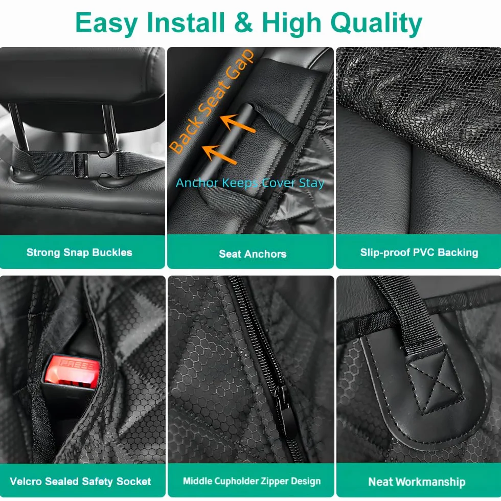 ANOSOSPECIAL Funda de Asiento Trasero para Perros Infantiles, Protector de Asiento Trasero de Piel Antiadherente para Mascotas, Modelo Universal Impermeable para SUV automotrices