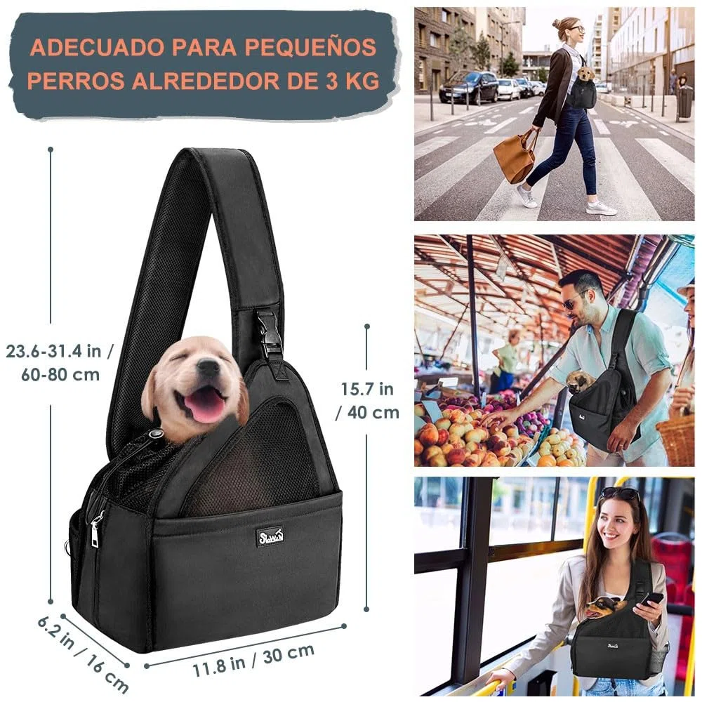 Nasjac Bolsos para Mascotas, Manos Libres Papoose Small Animal Puppy Travel Bag Tote Correa Acolchada Ajustable Malla Transpirable Soporte Inferior Duro Cinturón de Apertura con cordón Lavable