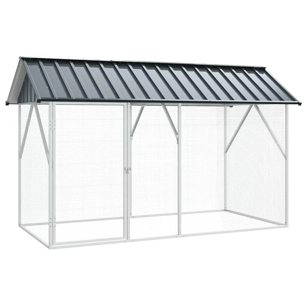vidaXL Jaula para Aves Antracita 227 x 112 x 141 cm Acero Galvanizado, Refugio de Aves Moderno para jardín y terraza, Jaula Rectangular, hábitat Amplio, Zona Duradera
