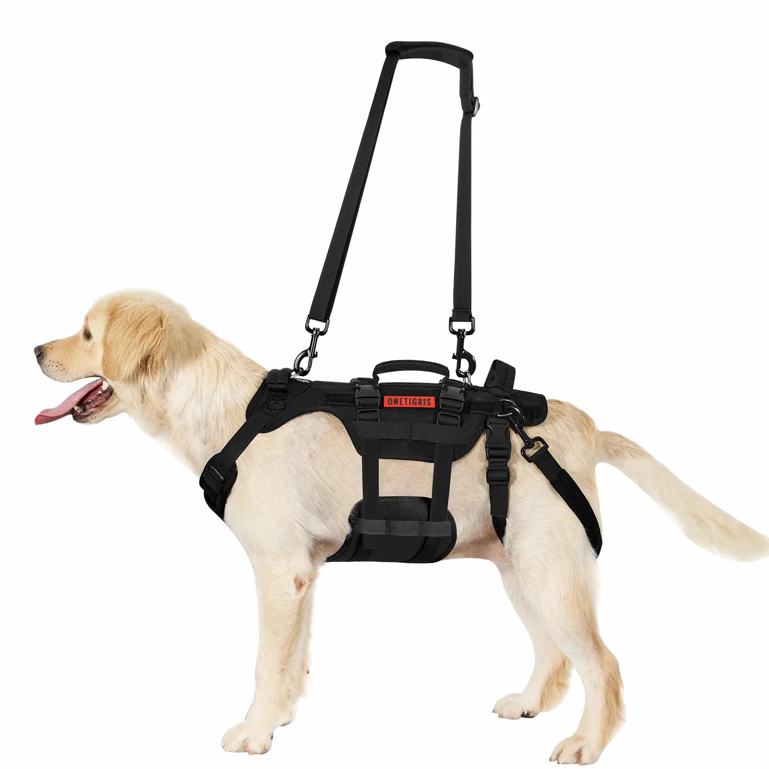 OneTigris Arnés de Apoyo Invictus para Perros Medianos y Grandes - Arnés de Elevación y Seguridad Con 3 Asas, Correas Ajustables Desmontables y Correas Traseras