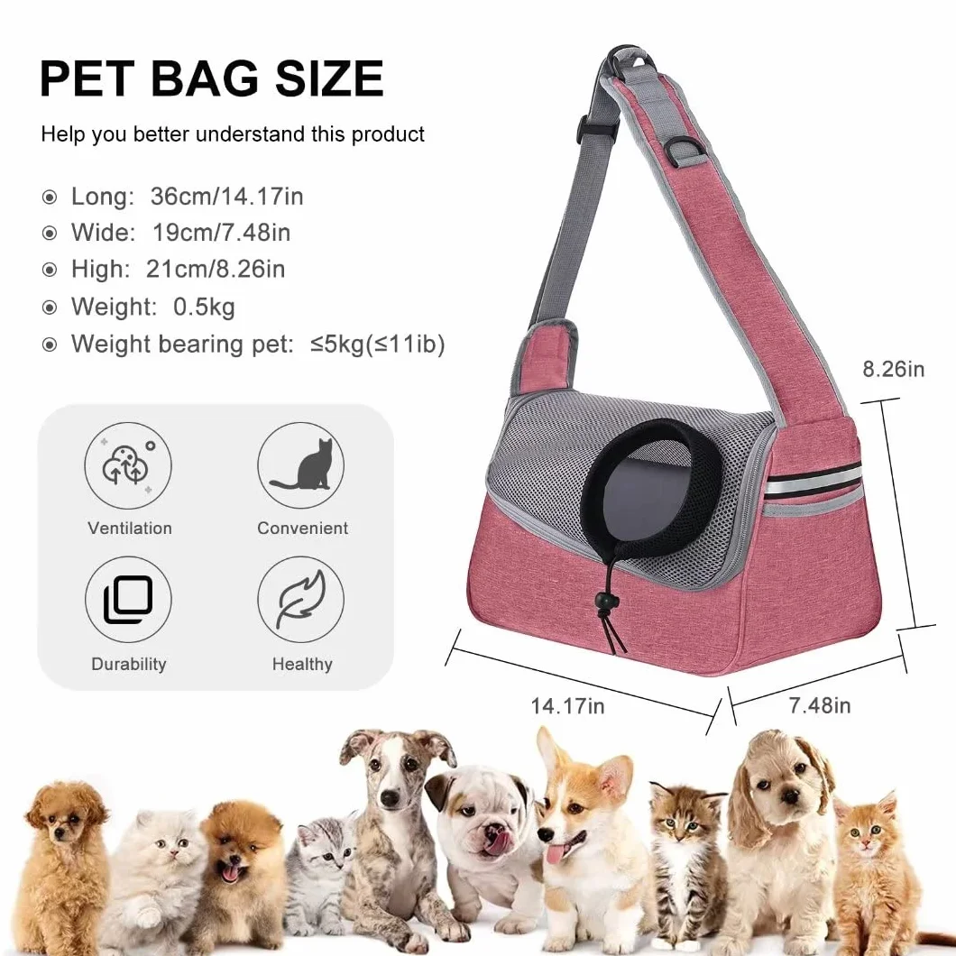 PETCUTE Bolso de Hombro para Mascotas,Bolsa de Transporte para Perros y Gatos con Correa de Seguridad Interior,Bolsa de Viaje para Mascotas con Correa de Hombro Ajustable,Bolsillos,Máx 5kg