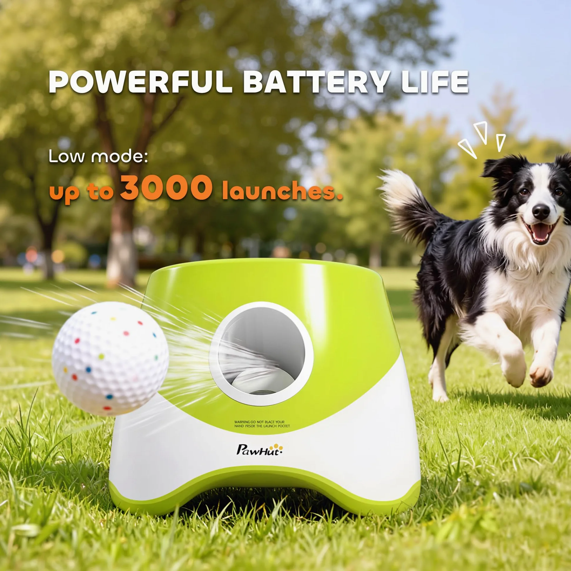 Lanzador automático de Pelotas para Perros PawHut con 5 Pelotas de Tenis ETPU, Lanzador de Pelotas para Perros con 3 ajustes de Distancia (6 m/10 m/14 m), Juguete Interactivo para Interior y Exterior
