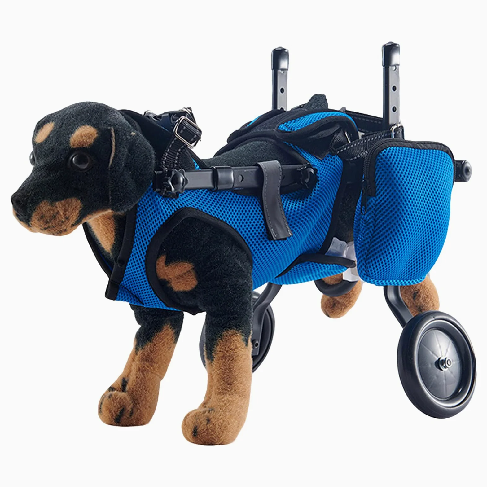 Silla de ruedas para patas traseras, ayuda a la curación, silla de ruedas ajustable de 2 ruedas para pequeños heridos, discapacitados, paralíticos o débiles en las patas traseras (azul, S)