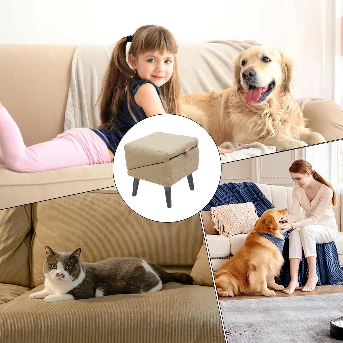 Rampa para Perros para Coche, Taburete Plegable para Mascotas, escaleras para Gatos, Madera Resistente y Superficies Antideslizantes, diseño portátil, Soporte para articulaciones pequeños, Gatos