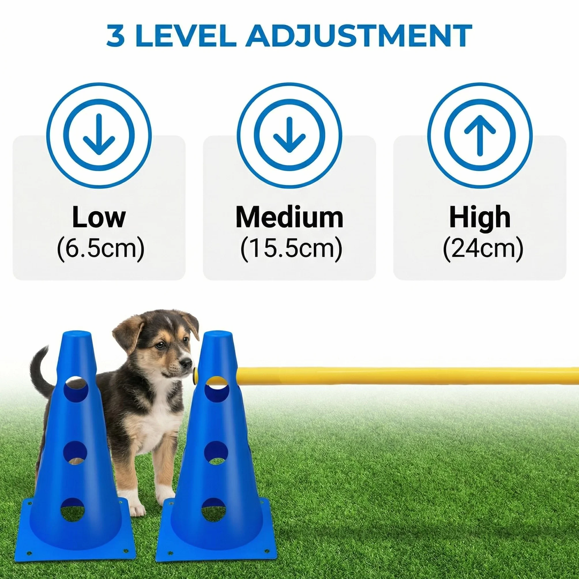 Accesorios de Entrenamiento de Agilidad para Perros y Caballos 5 Set Agility Set Perros Barreras Juego de Obstáculos Niños 23cm para Entrenamiento de Animales y fútbol (Azul 32cm 6Set)