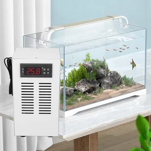 Walfront Enfriador de Acuario Control Inteligente de Temperatura Bajo Ruido para Tanque de Peces Hidropónicos