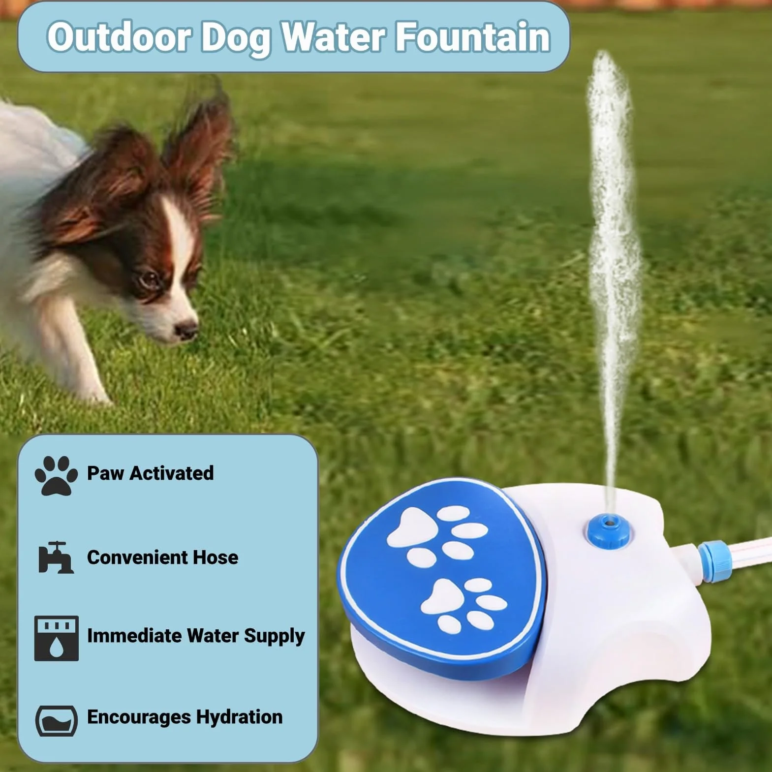 Fuente de Agua para Perros Al Aire Libre fuente de agua para perros de acero inoxidable Fuente de Agua para Perros a Presión Ajustable, Práctico Bebedero para Fountains
