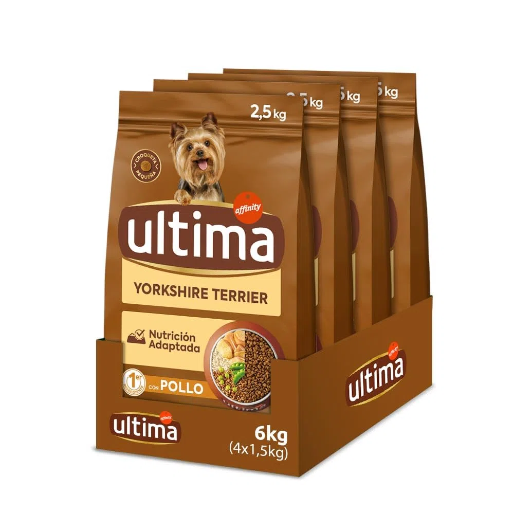 Ultima Pequeño Yorkshire Terrier Pollo, Comida seca para perros, Pack de 4 x 1,5kg, Total 6kg