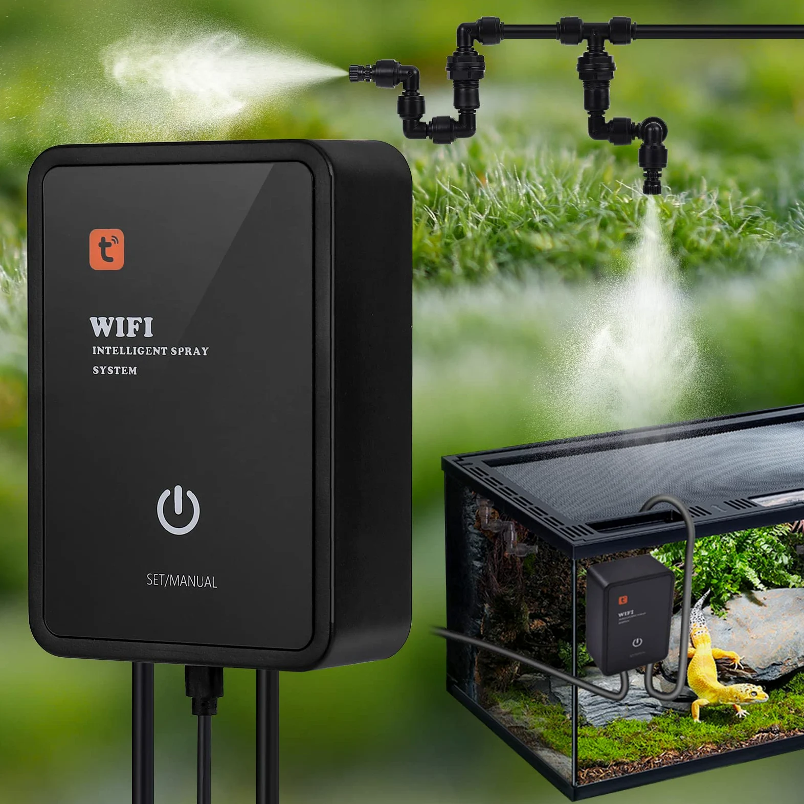 Diealles Shine Humidificador de Reptiles, Sistema de Nebulización para Terrarios de Reptiles, Sistema Inteligente de nebulización de Reptiles para Sistema de Riego de Plantas de Interior