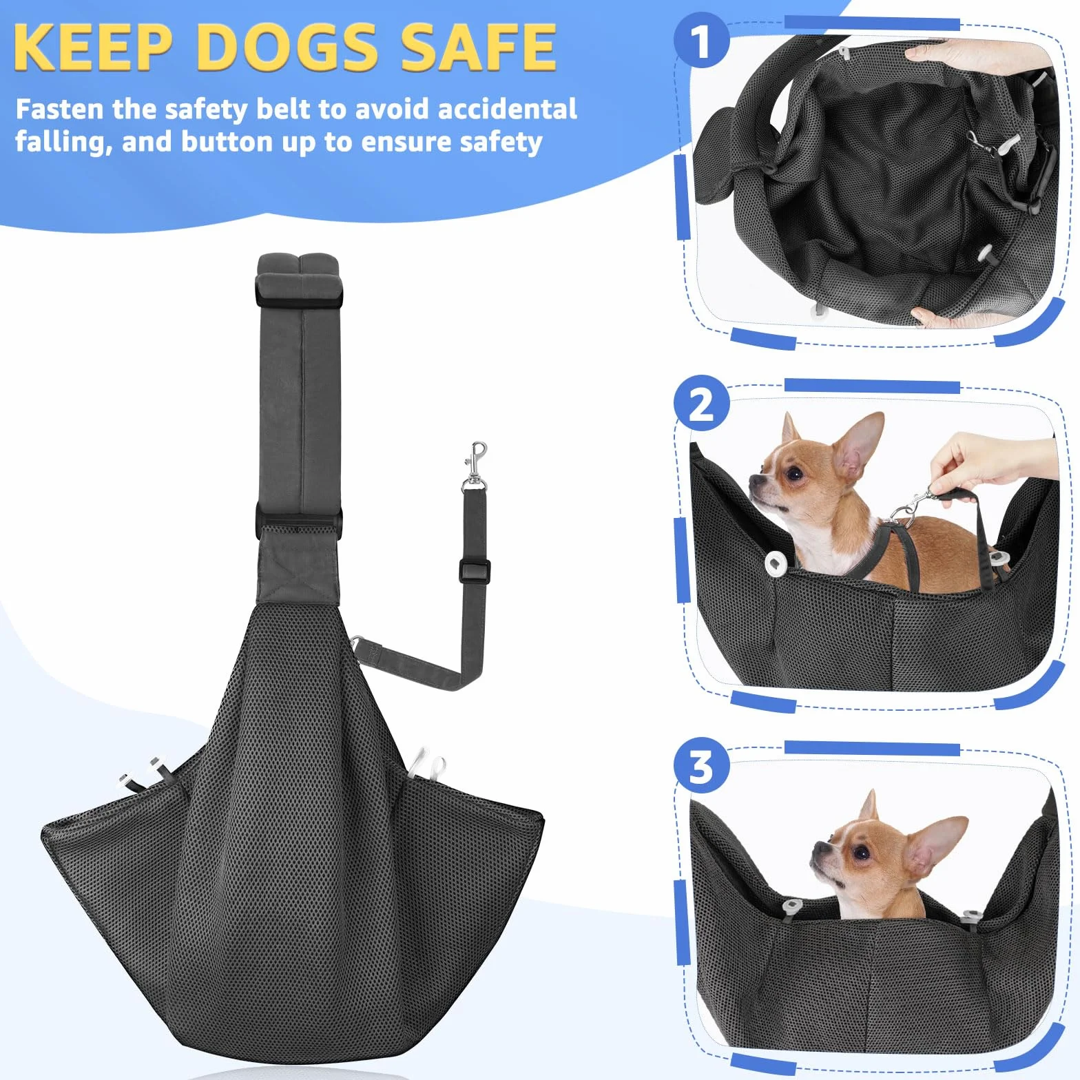 SlowTon Transportín para Perros, Correa Ajustable del Hombro para Perros Pequeños, Bolsa De Transporte para Perros, Porta Mascotas con Bolsillo Frontal con Cremallera, Cinturón De Seguridad