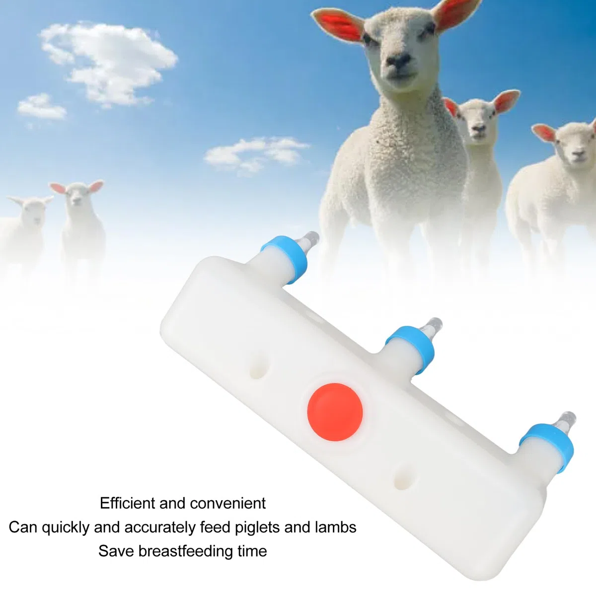 Alimentador de Cordero Alimentador de Leche para Animales Pequeños con 3 Chupetes, Biberón de Leche de Cabra, para Lechones, Cachorros, Lámpara para Bebés, Gatitos - Equipo para