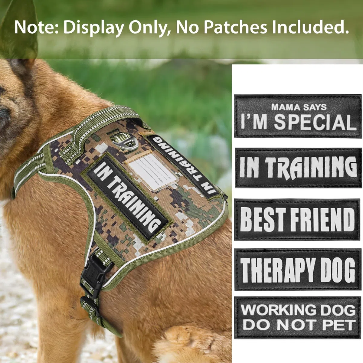 HEELE Arnés táctico para Perro, con Panel Molle, arnés para Perros pequeños, sin tirones, arnés Reflectante Acolchado Ajustable con asa para Entrenamiento y Caminar, Camo Verde, XL