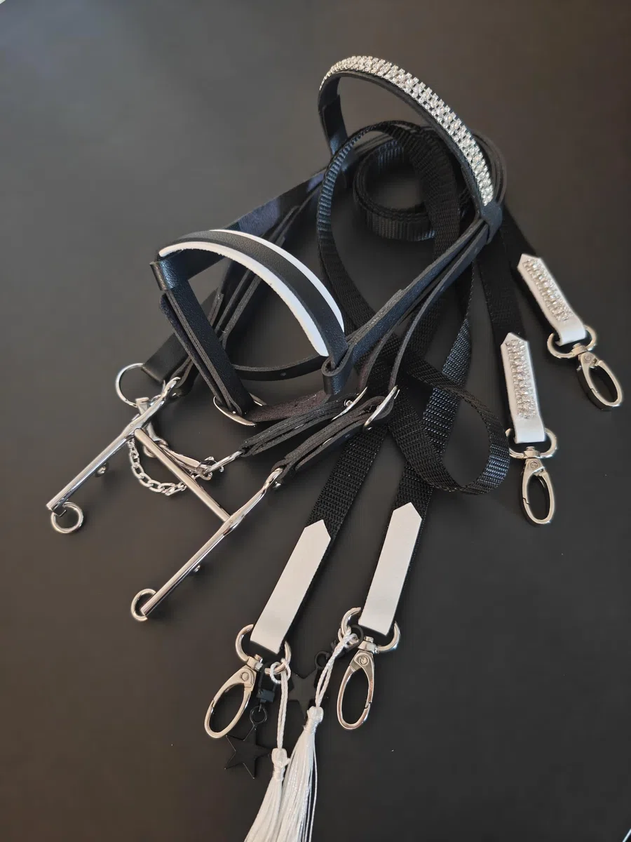 Generisch Hobby Horse Trense Kandare, negro, sin caballo, solo accesorio para hobbyhorsing, accesorio para caballos de juguete, trense de juguete, trense de juguete