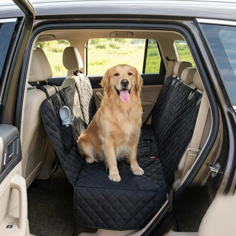 IWOTTO Funda Coche Perro | Protector Asiento Trasero y Maletero | Impermeable, Antideslizante y Ajustable | Pack Bebedero + Cinturón Seguridad | Fácil de Limpiar