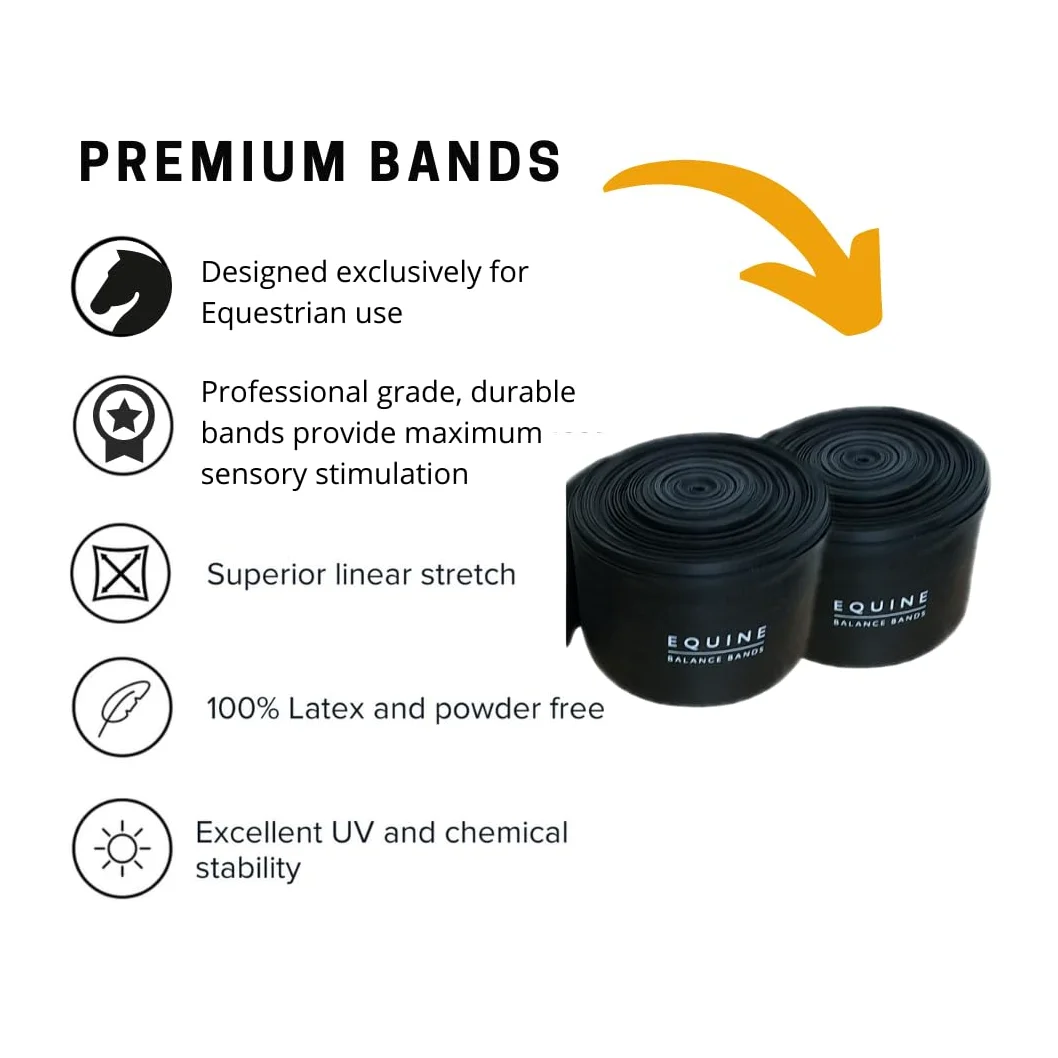 Sistema de banda equina. Ayuda de entrenamiento básico para zancadas y montar a caballo. Almohadilla multiusos y bandas de grado profesional Equine Balance Bands.