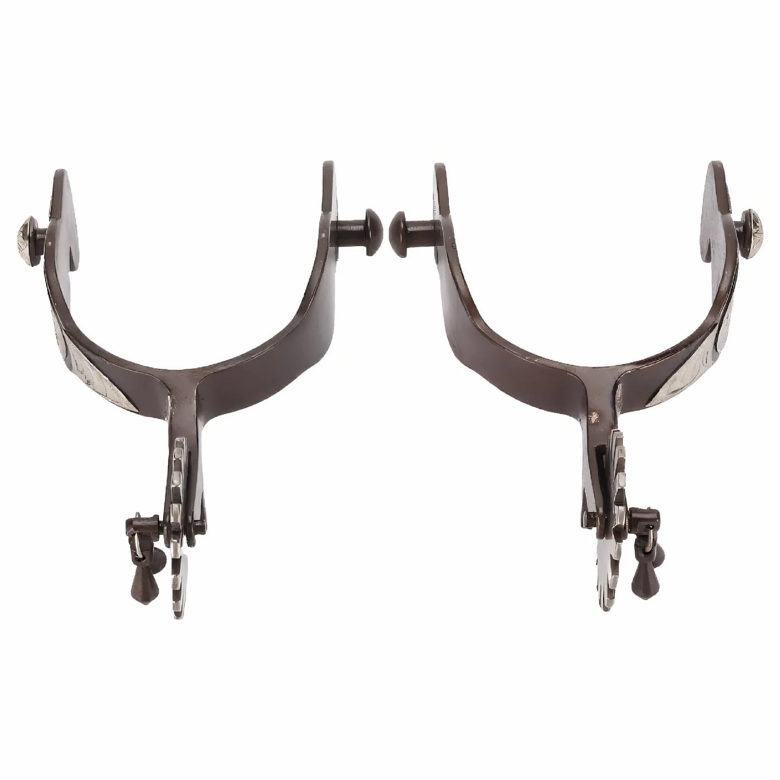 Espuelas Vaqueras para Hombre, 1 Par en Acero con Diseño Floral en Bronce, Estilo Vintage, Ajustables y Hechas a Mano para Botas Occidentales