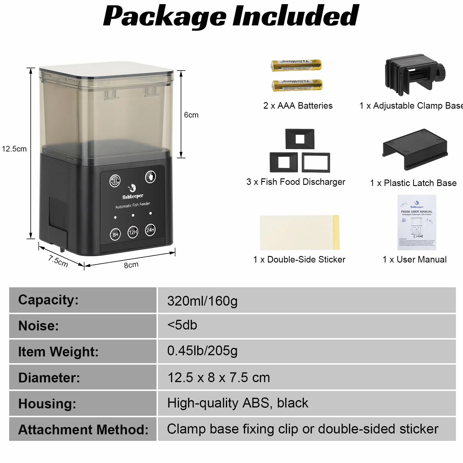fishkeeper Alimentador automático de pecera con tres modos de alimentación cronometrados, 200 ml Adecuado para alimentar acuarios de vacaciones