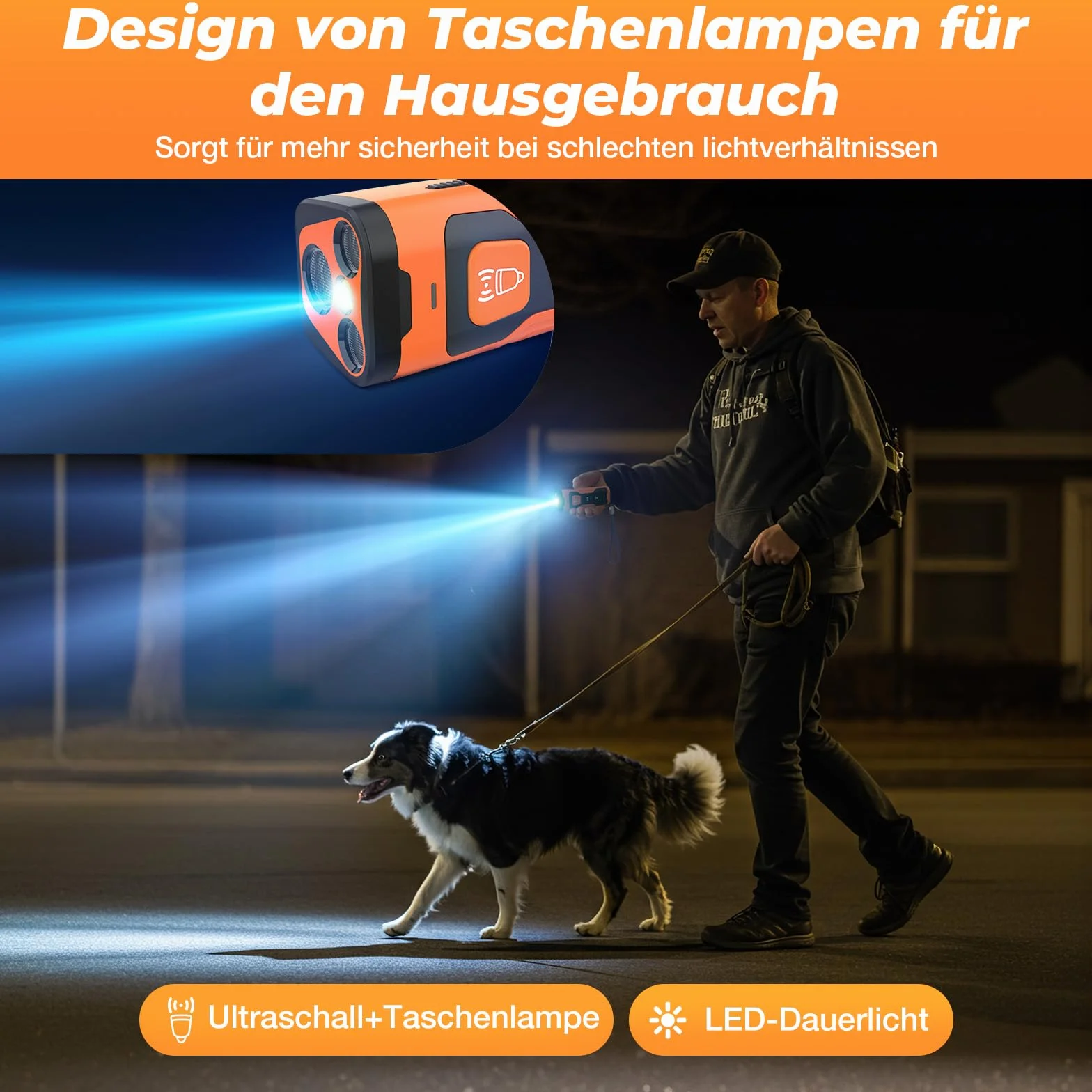 Dispositivo antiladridos para perros, dispositivo ultrasónico antiladridos, recargable con 4 frecuencias ajustables, linterna LED, dispositivo antiladridos para perros pequeños y grandes