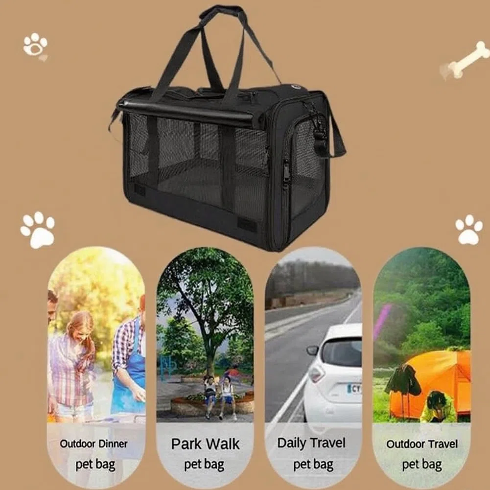 Transportin Perros y Gatos Plegable Bolsa de Transporte Transpirable para Mascotas Pet Carrier Portador de Mascotas Suave Bolso de Hombro Acolchado Suave Viaje Paseos Avion Tren o Auto
