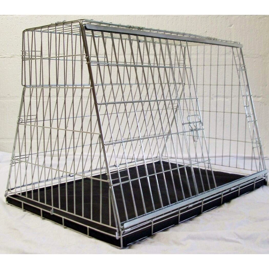 Pet World Jaula mediana para perros de coche inclinada de 34 pulgadas, compatible con Mercedes Clase C, diseño del Reino Unido, jaula de viaje de acero, escotilla de escape de emergencia, se pliega