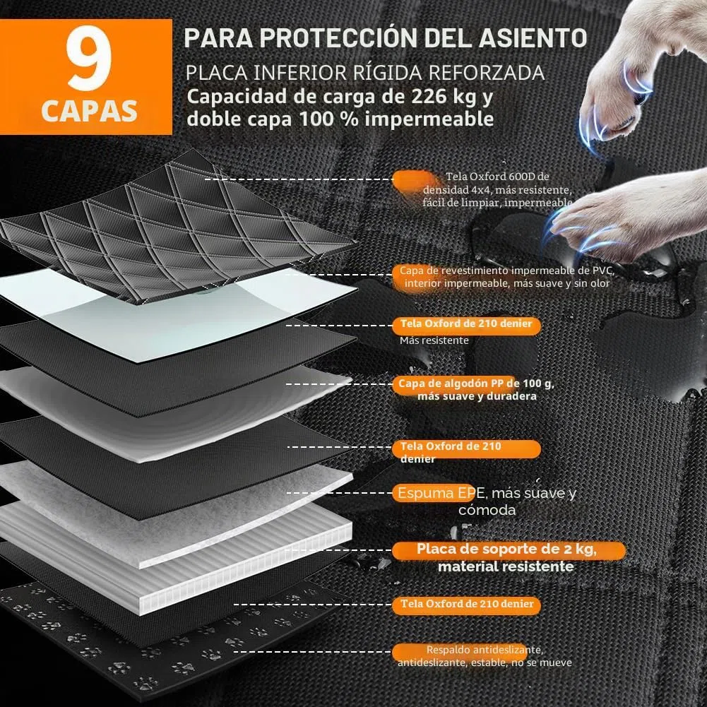 KYG Extensor de Asiento Trasero para Perros Soporta 500lbs Funda Asiento Coche Perro Impermeable e Antideslizante Protector Coche Perro con Ventana de Malla Visible para Coche SUV Camión 132x62x40 cm