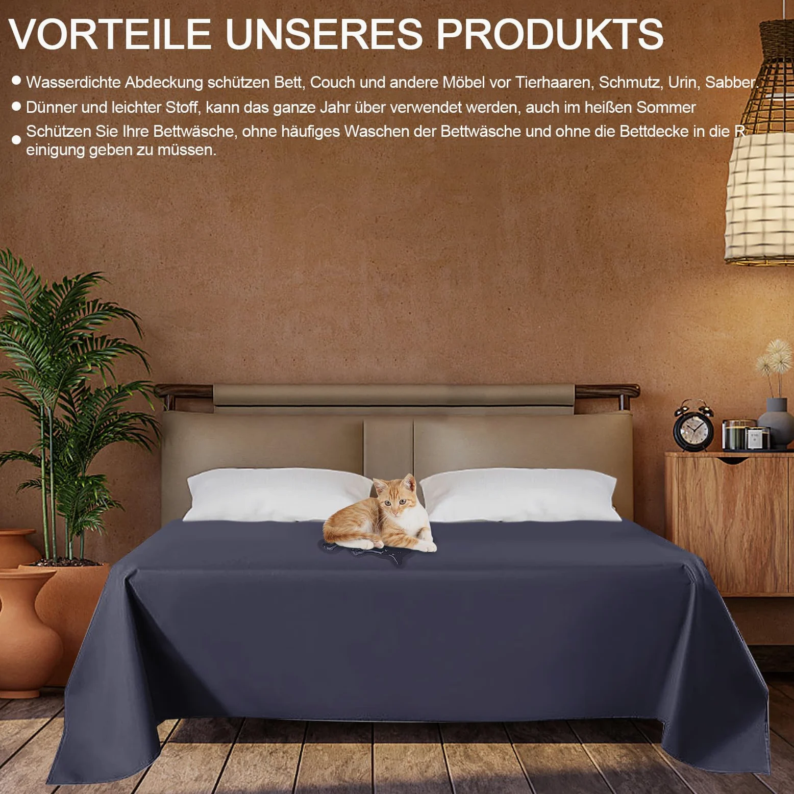 Colcha impermeable y transpirable, de microfibra cepillada+TPU doble, resistente a los arañazos, lavable, manta protectora para perros, gatos, niños (azul marino, 230 x 250 cm)
