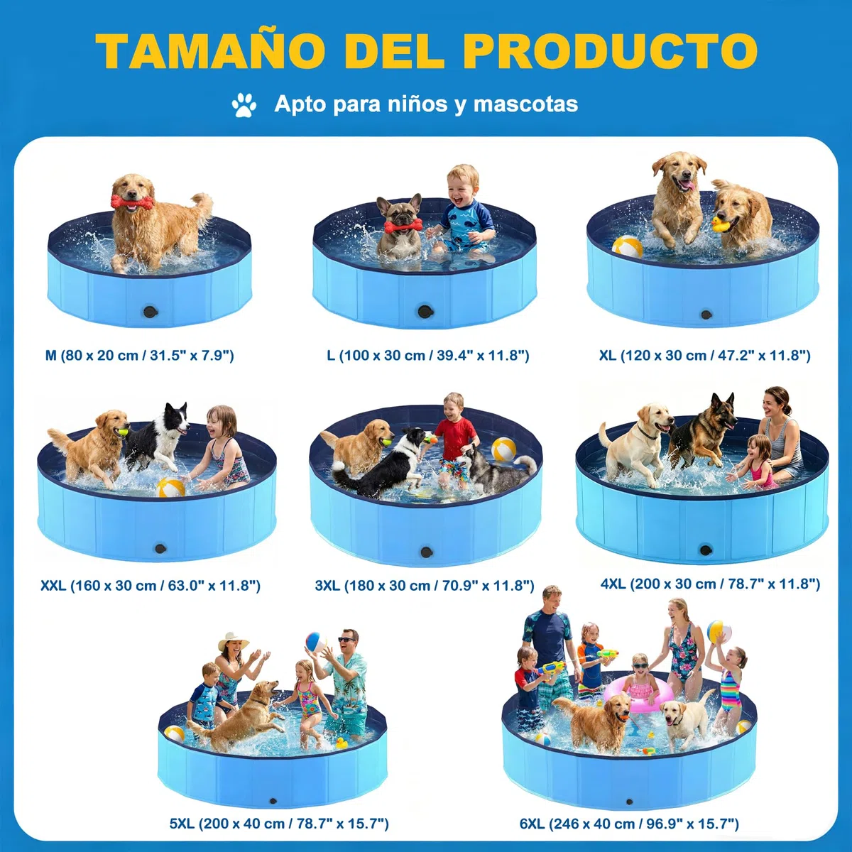 Piscina Plegable para Perros 78 x 20 cm, Base Antideslizante, Vaciado rápido, bañera para Perros, Piscina de PVC Reforzado