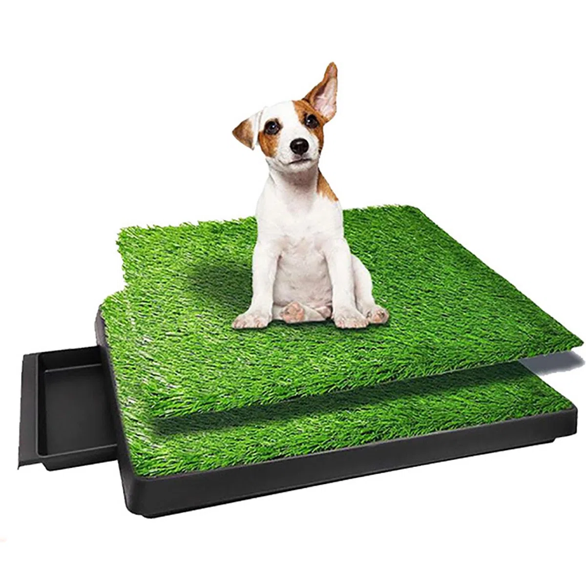 Inodoro para Perros,63 X 51CM Hierba Artificial Inodoro para Perros,con Bandeja y 2 Piezas de Césped Artificial,para Perros Pequeños Grandes Mayores