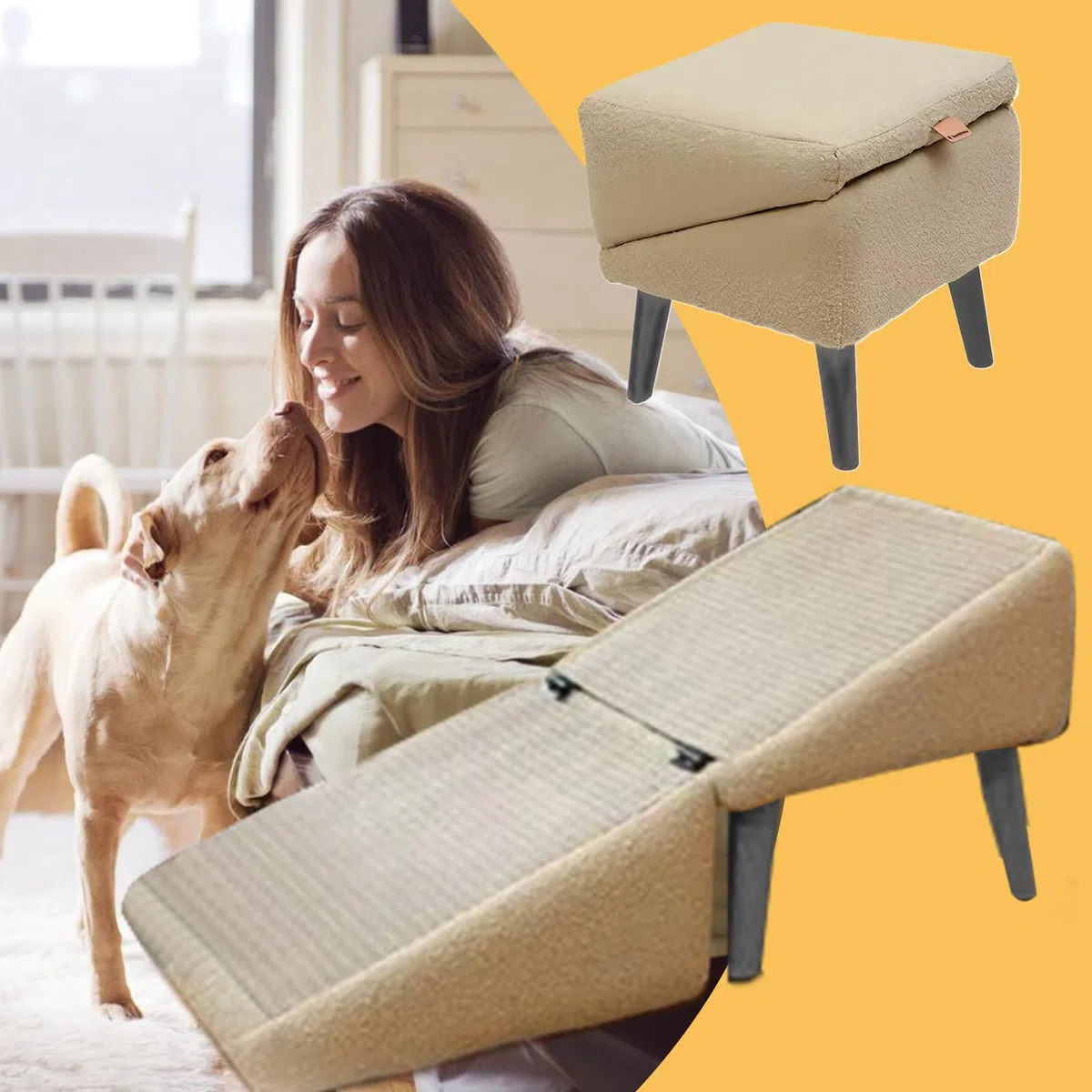 Rampa para Perros para Coche, Taburete Plegable para Mascotas, escaleras para Gatos, Madera Resistente y Superficies Antideslizantes, diseño portátil, Soporte para articulaciones pequeños, Gatos