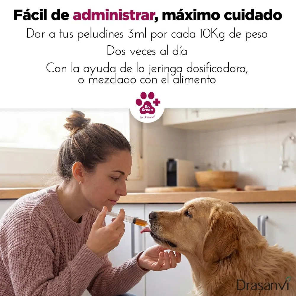 Drasanvi AlerGreen para Perros y Gatos | Solución Oral 250 ml Natural para Alergias, Picor e Inflamación | Omega 3 y 6 Quercetina y PEA | Cuidado Especial de la Piel Sensible con Jeringa Dosificadora