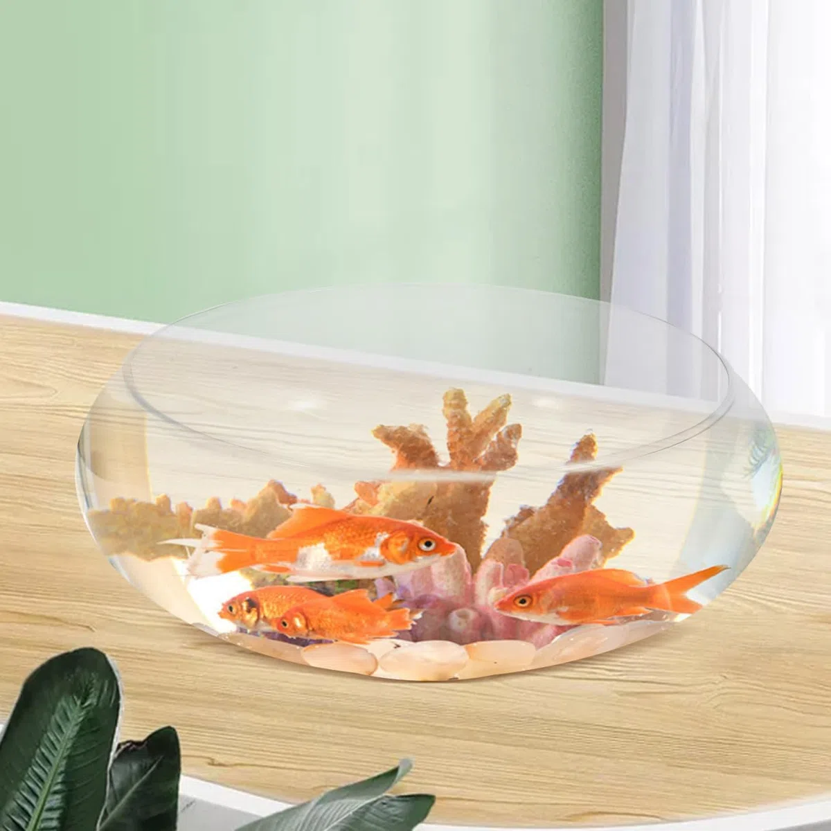 Jarrón Transparente para Peces, Cuenco de Burbujas de Vidrio, Maceta Redonda Profunda, terrario, Cuenco de Lirio de Agua, jarrón de Boca Ancha, Maceta hidropónica de Cristal, Cuenco de