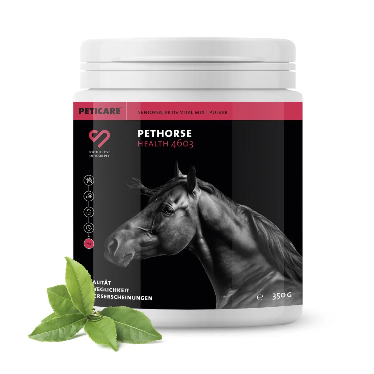 Peticare Senior Polvo para Caballos | Promueve la vitalidad, Movilidad en la vejez | Ingredientes de Origen Vegetal, con L-leucina, MSM | para Caballos Senior y Ponis Mayores | petHorse Health 4603