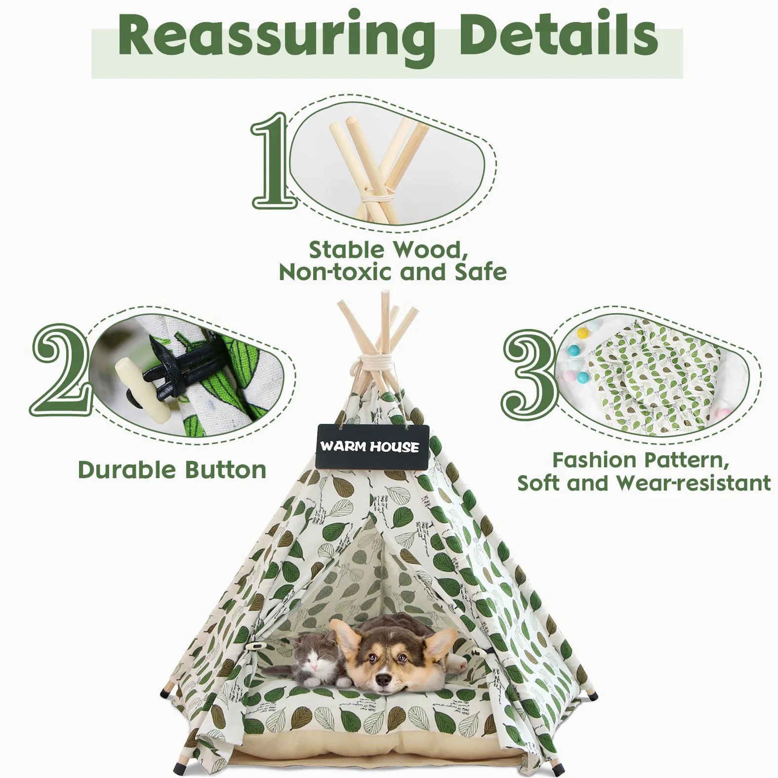 Tienda Tipi para Mascotas para Perros y Gatos,Tipi para Mascotas con Almohada Desmontable y Lavable Plegable,Caseta para Perros，Caseta para Perros