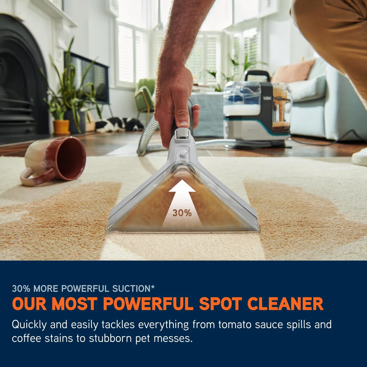 Limpiador de manchas Vax Spotwash Max Pet-Design | Nuestro SpotWasher más potente para hogares con mascotas | Tanques XL | Herramienta manual SpinScrub - CDSW-MSXP, blanco/azul