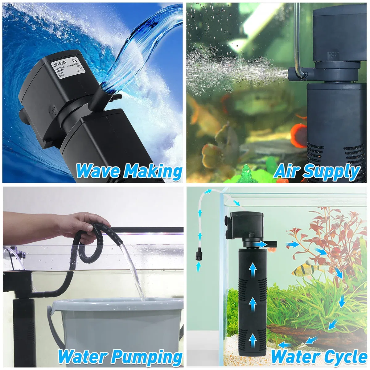 Filtro Interno para Pecera de 150-560 litros Filtro de Bioesponja para Acuario Potente Bomba de Agua Sumergible Gran Tanque Tortuga de Jardín Estanque Ondulador para Peces Tropicales de Agua Fría