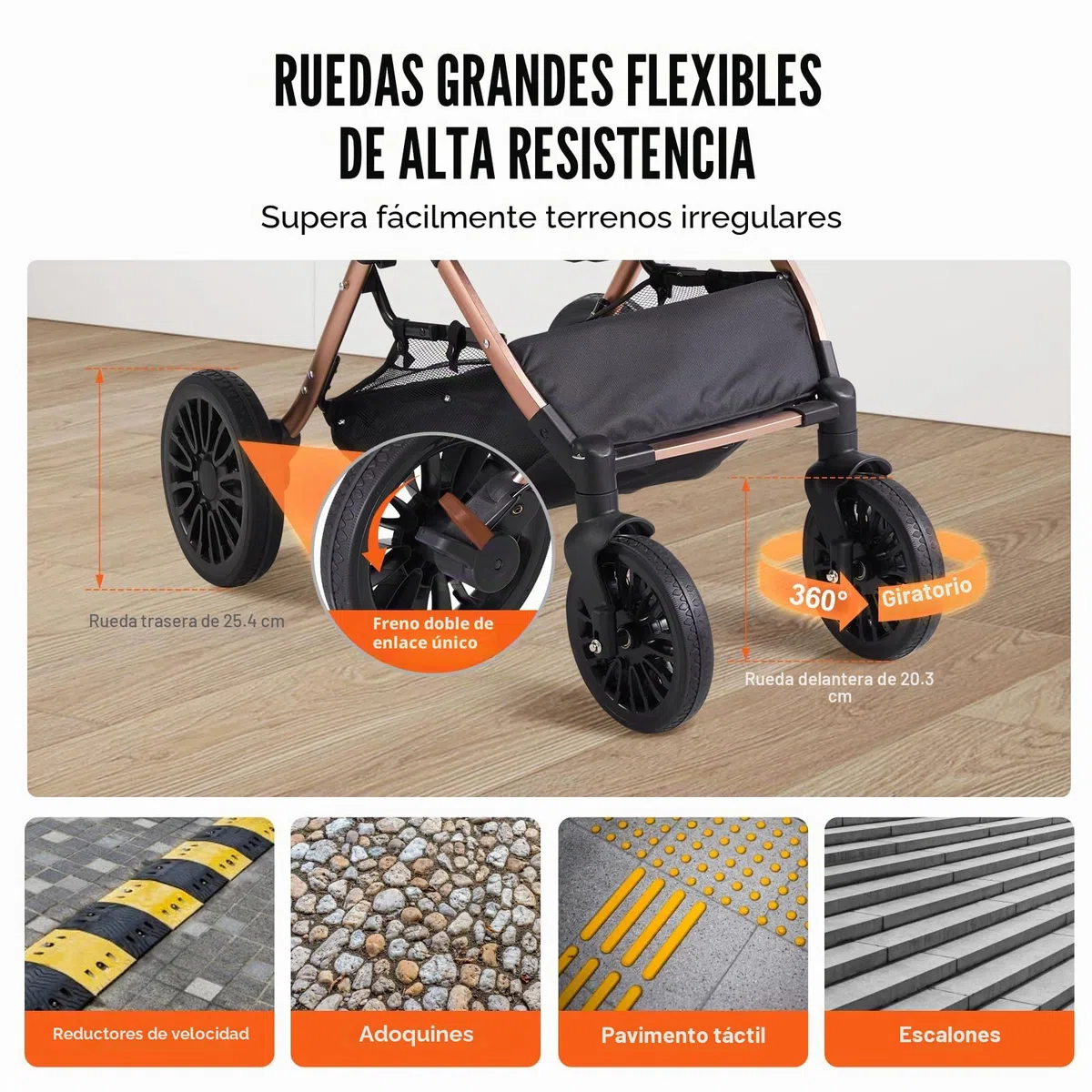 VEVOR Cochecito para Mascotas, 4 Ruedas giratorias con Frenos, Capacidad de Peso de 66 Libras, Cochecito para Cachorros con transportador Desmontable, Cesta de Almacenamiento y Almohadilla para
