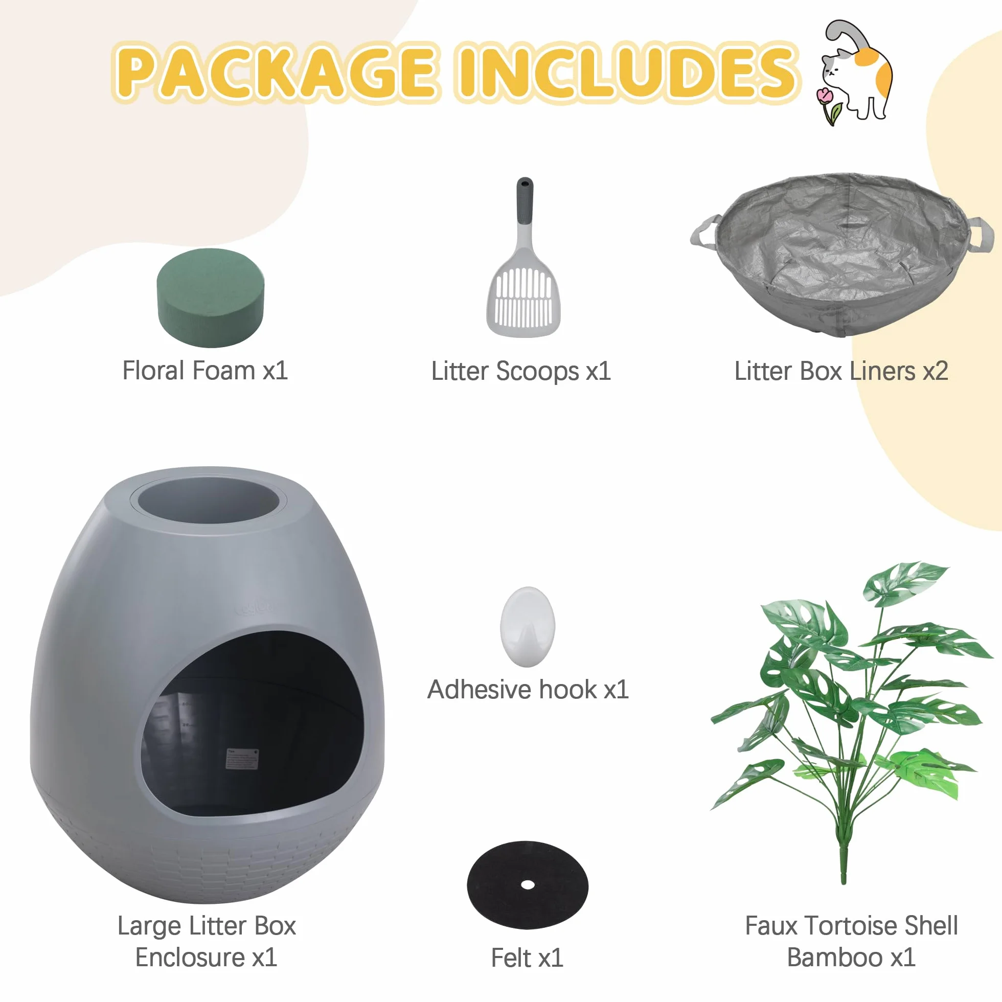 Arenero para gatos como maceta, caja de arena multifuncional con tapa y planta, arenero para gatos oculto, ideal para la mayoría de los gatos, la elección ideal para apartamentos y oficinas (gris)