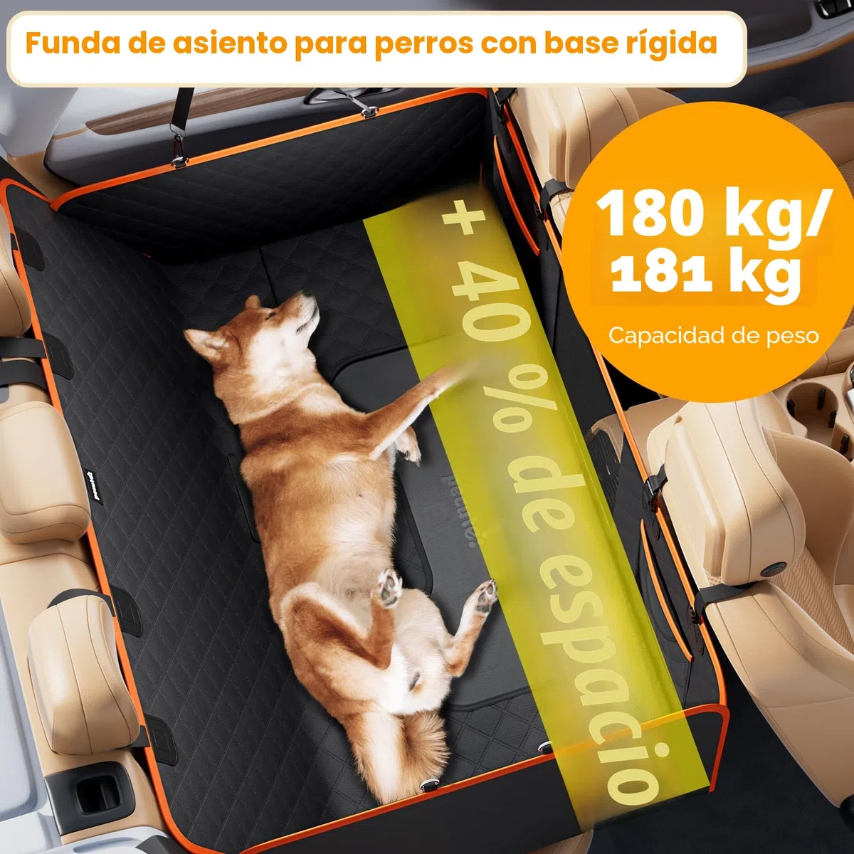 Pecute Extensor de Asiento de Coche para Perros,Funda de Asiento Trasero para Mascotas, para Viajes por Carretera,Almacenamiento en el Coche,Adecuado para SUV y Camiones,hasta 180 kg