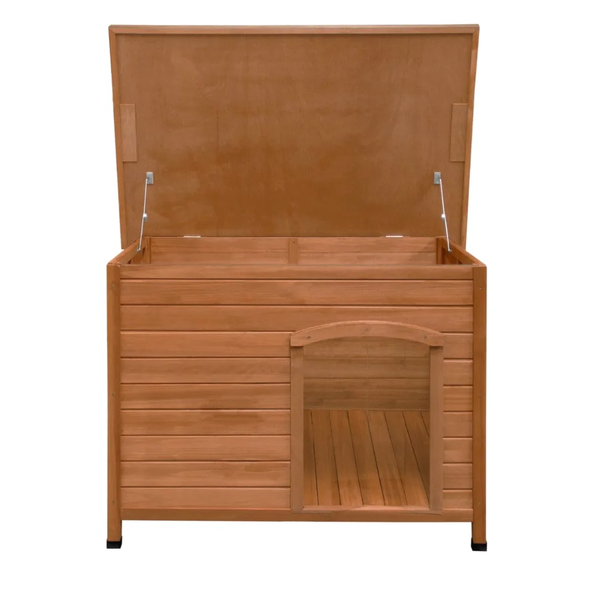 Perrera de Madera Mediana para Perros Exterior e Interior con Techo Impermeable, Base Elevada 5 cm y Ventilación – Caseta de Abeto Resistente a la Intemperie con Puerta – Marrón