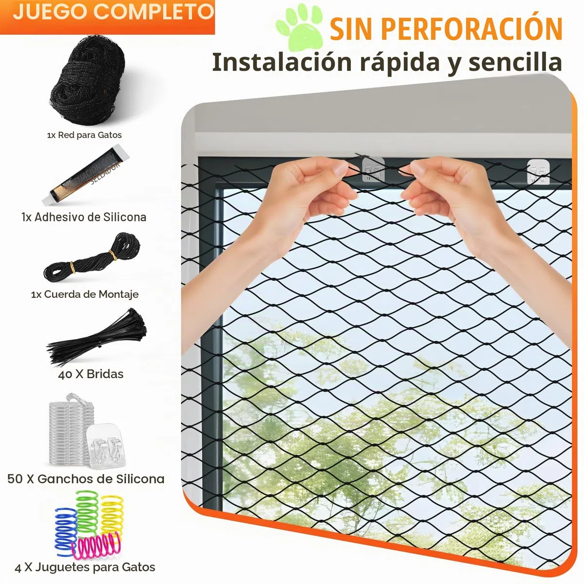 CENOVE Red para Gatos Reforzada con Alambre, 8x3m Red Protección para Gatos Terraza de sin Taladro para Balcones, Ventanas, Tragaluces y Puertas