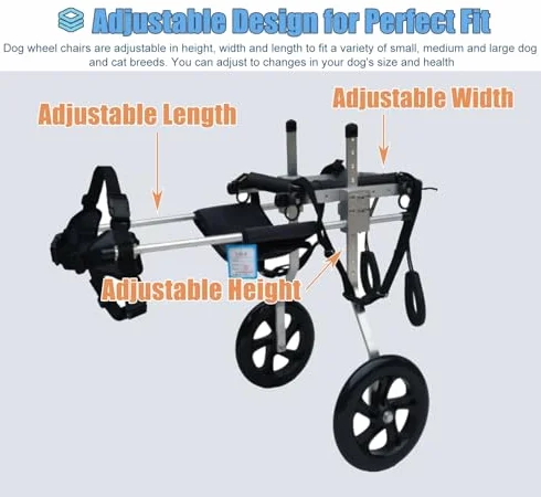 Silla de ruedas para perros grandes – Soporte de pierna trasera ajustable para asistencia de movilidad, carrito de 2 ruedas para pastores alemanes y labradores