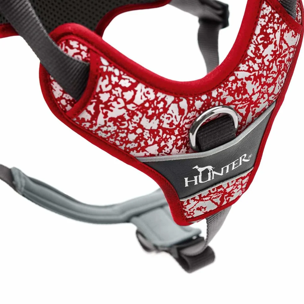 Arnés para Perro Hunter Divo Rojo Gris Reflectante Talla L (72-100 cm)