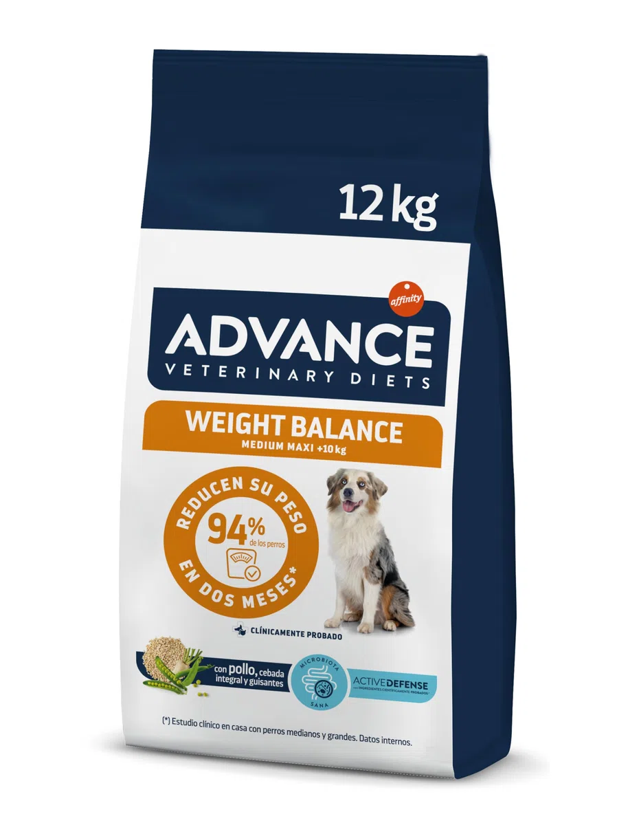 Advance Veterinary Diets Weight Balance Medium & Maxi - Pienso para Perros con Problemas de sobrepeso - 12kg