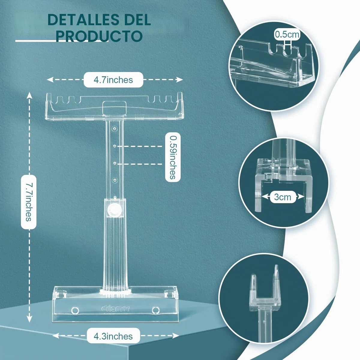 Driamor Soporte de luz acuático ajustable, acrílico transparente para pecera, elevador de luz LED, kit de 2 soportes transparentes para ancho de 2.34 a 4.7 pulgadas