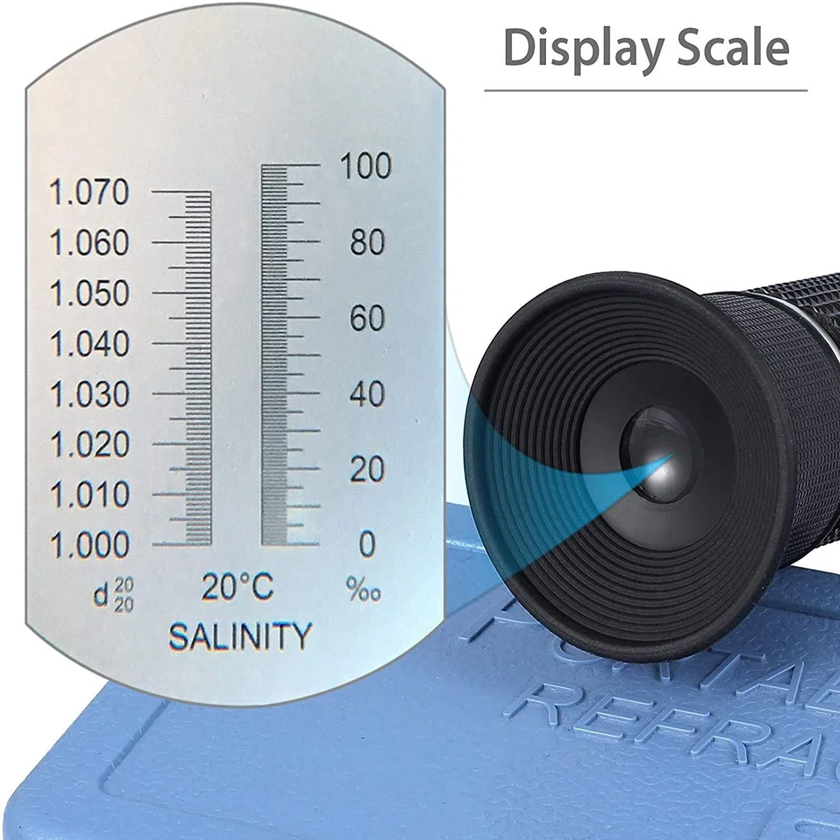 Refractómetro de salinidad,Probador de Agua Salada portátil con compensación automática de temperatura,hidrómetro 0-100‰ y refractómetro ATC de gravedad específica de 1,000a1,070 para acuarios marinos