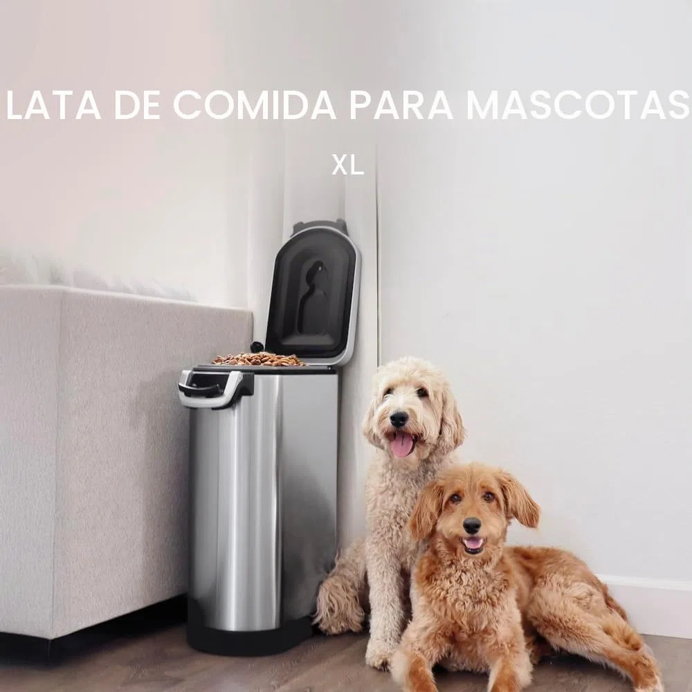 simplehuman, contenedor de comida para mascotas extragrande, acero inoxidable cepillado