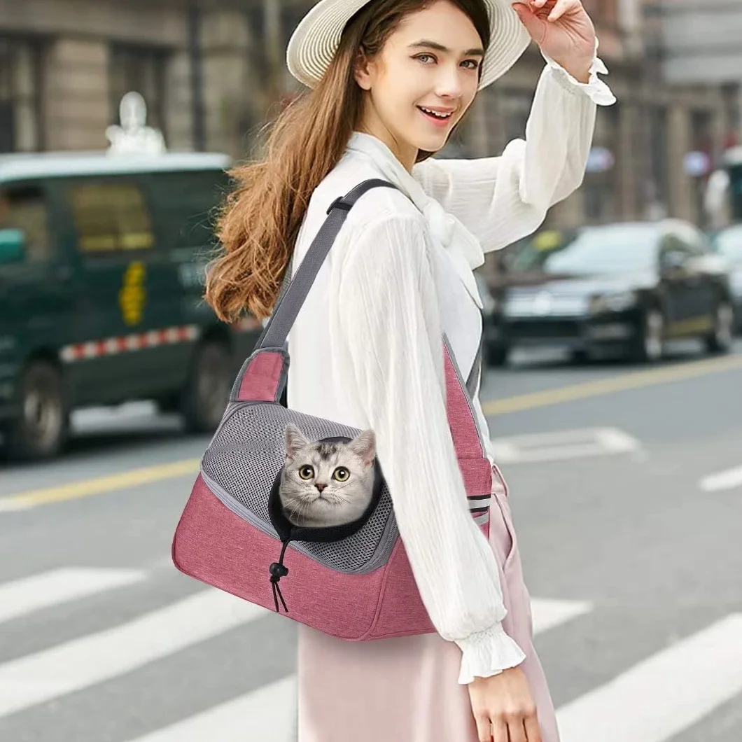 PETCUTE Bolso de Hombro para Mascotas,Bolsa de Transporte para Perros y Gatos con Correa de Seguridad Interior,Bolsa de Viaje para Mascotas con Correa de Hombro Ajustable,Bolsillos,Máx 5kg